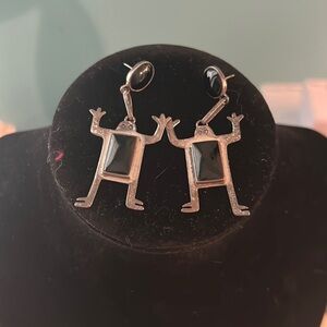 Phyllis Woods, Signed, Sterling Silver and Enamel Earrings.
